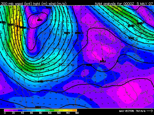 Upper-level winds during EF5 tornado in Greensburg, KS, courtesy Unisys.