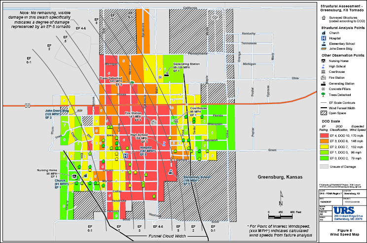 Damage path in Greensburg, KS, 2007-05-04, courtesy FEMA.