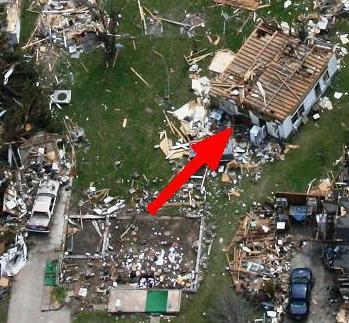 House relocated by the EF5 tornado in Greensburg, KS, 2007-05-04, courtesy Tim Marshall.