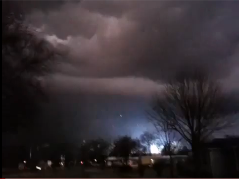 Blue flash as EF2 tornado was forming in Huntsville, AL, 2010-01-21, courtesy printfac.